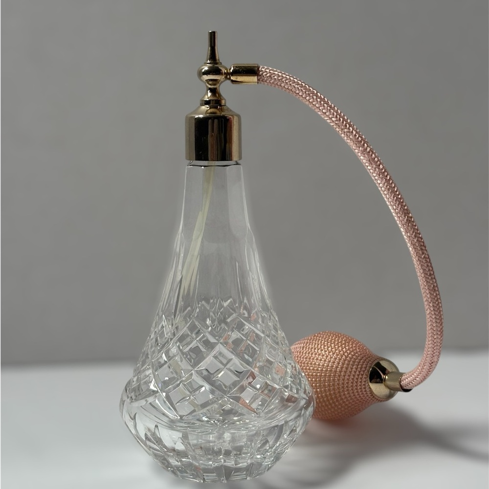 Vintage Signed Stuart Crystal Perfume bottle with Gold Accents